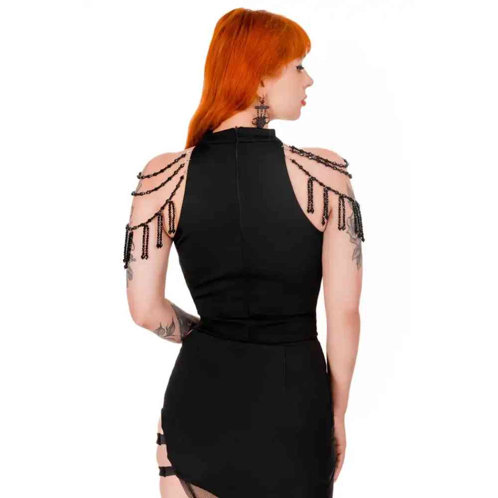 Restyle - Beaded Isadora Ã„rmelloses Top - Schwarz